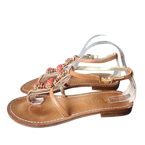Ivanka Trump Genuine Leather Coral Sparkly Embellished Sandals 9M - Picture 5 of 15